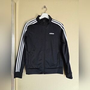 Adidas Black Track Jacket Sporty Athletic Athlesiure